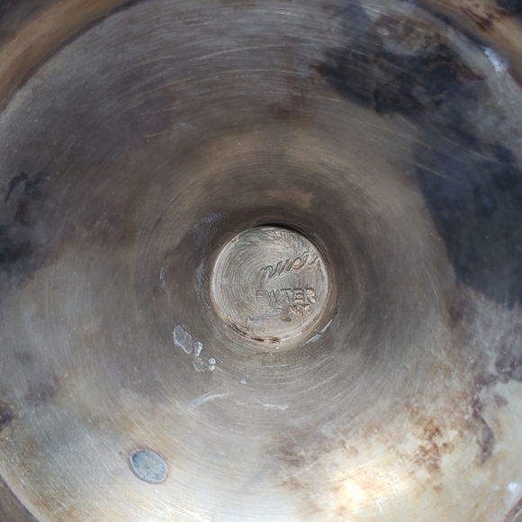 Vintage Hand-Crafted Pewter Pedestal Bowl - Picture 4 of 8